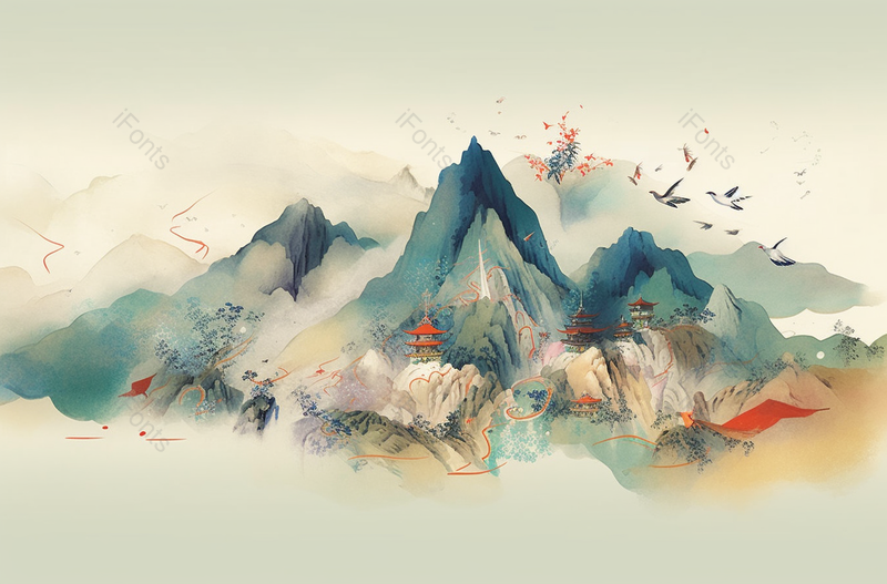 高山流水水墨画背景,插画/手绘图,插画/手绘图库,插画/手绘图下载,插画/手绘